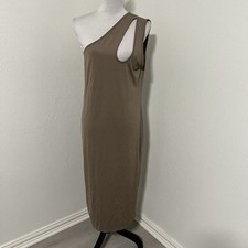 PRETTY LITTLE THING Women’s Taupe Size 14 One Shoulder Cut Out Midi Dress NWT