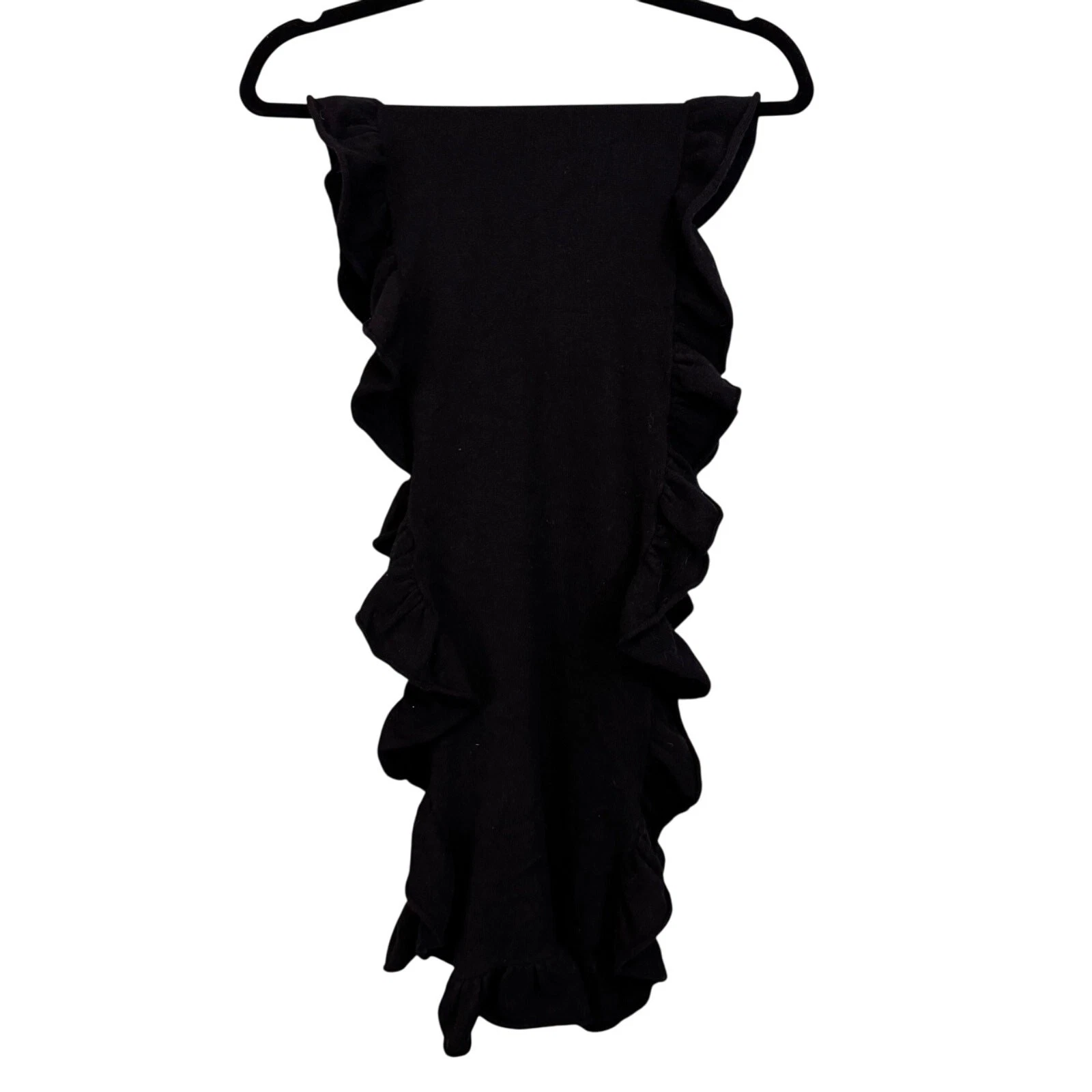 Womens Ruffle Shawl Wrap Neck Scarf 10X60" Long Black Winter Outdoor Fashion