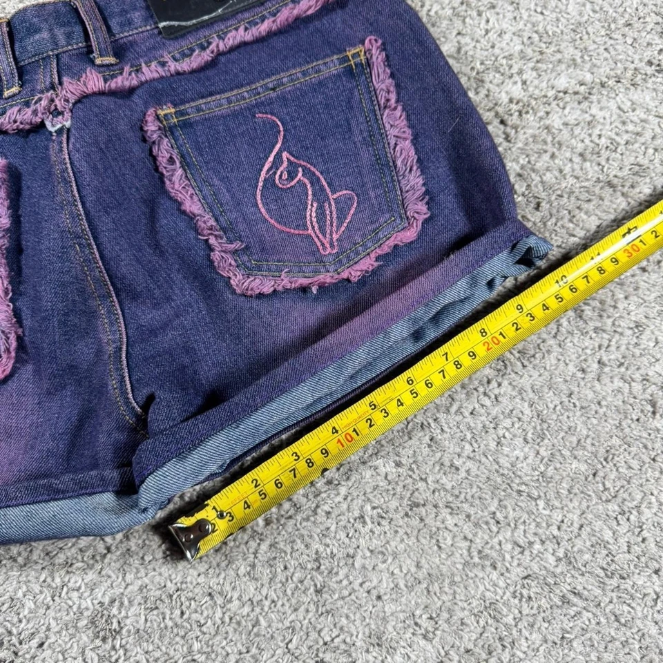 Y2K 2000’s Baby Phat Embroidered Fringe Grunge Punk Skater Short Denim Shorts - Image 4 of 4