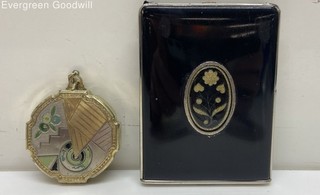 Vtg Art Deco Evans & Mondaine Miniaudiére Compacts w/ Guilloché