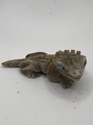 Zuni Fetish Lizard by DANE MALANI Marble Turquoise Eyes 0975*