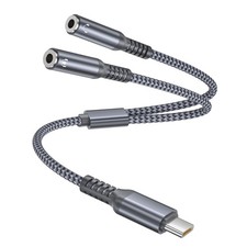 for iPhone 17 17e Pro Max USB C Headphone Splitter 0.9FT,USB C to Dual 3.5mm ...