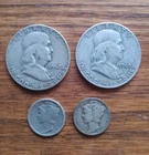 Junk 90% Silver Coins $1.20 Face Value 2 Franklin Half Dollars 2 Mercury Dimes