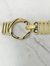 Vintage Art Deco Yellow Early Plastic Belt Buckle Hand Carved 20s-30s Large