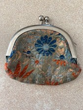 Mid-Century Vintage 1 of a kind Japanese Silk Brocade Kiss Lock Coin Purse