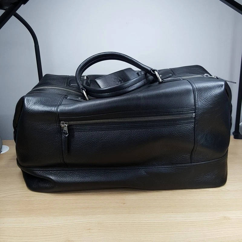 Bolso de Lona de Viaje BROOKS BROTHERS Polar Dorado Cuero Guijarro Negro Fin de Semana Foto 4 de 4