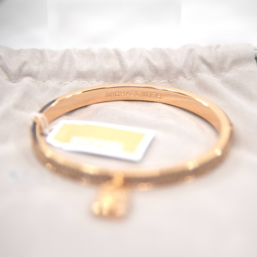 Michael Kors Metallic Muse Pave CZ Crystal Rose Gold Plated Bangle Bracelet NWT - Picture 7 of 8