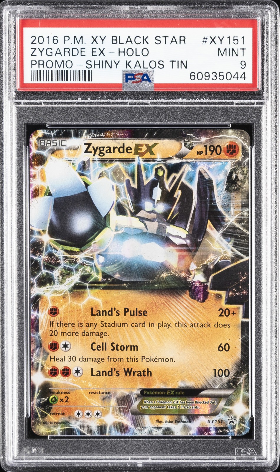 2016 POKEMON XY BLACK STAR PROMO SHINY KALOS TIN #XY151 ZYGARDE EX PSA 9