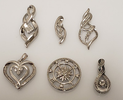 Menge 6 Sterling Silber Diamant Anhänger-Großhandel