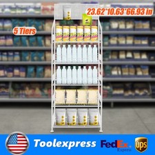 5-Tier Snack Candy Display Shelf Retail Display Cases w/ Hooks  Adjustable Feet