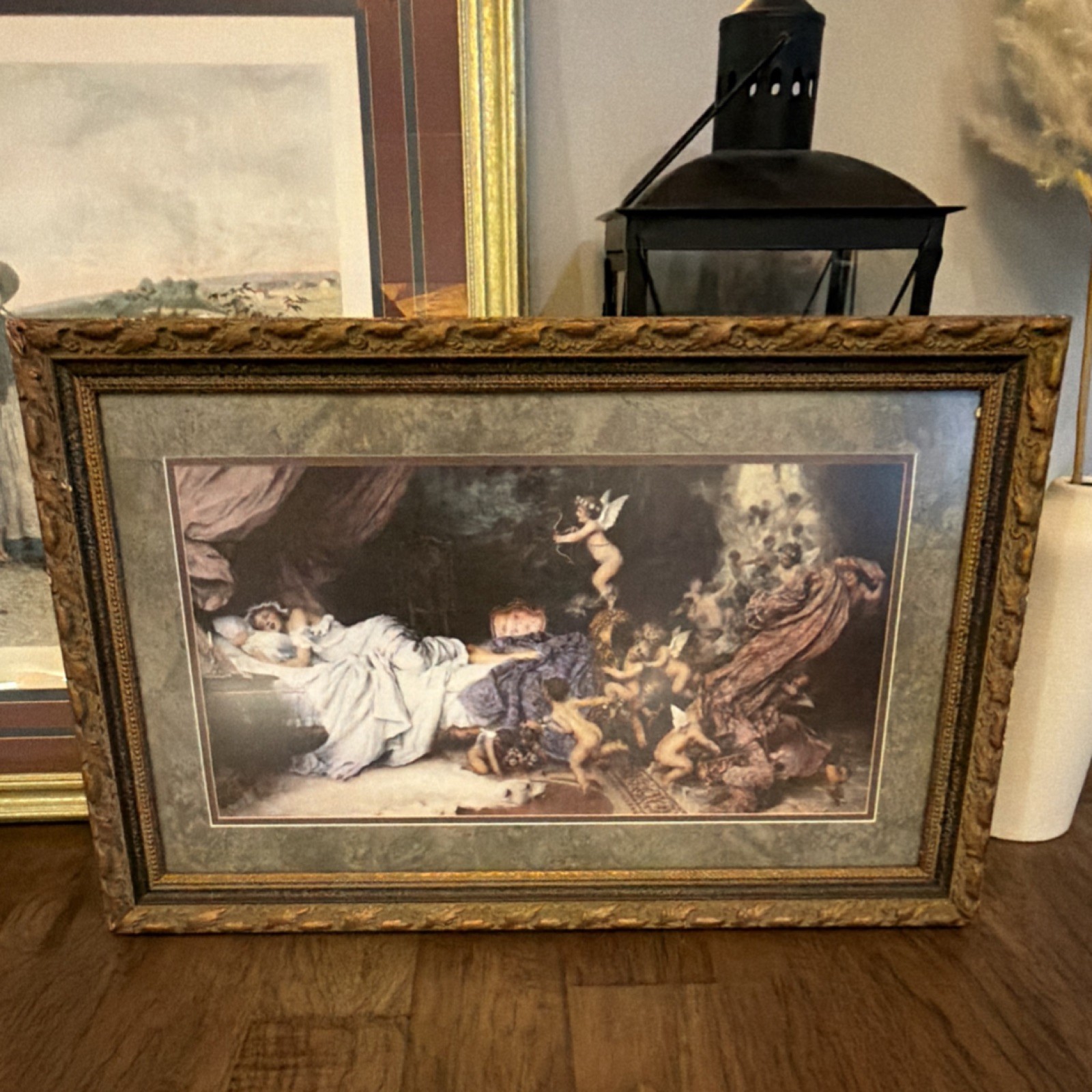 Antique 1896 Art Print Un Reve D’Amour A Dream Of Love Francesco Vinea Cherubs.