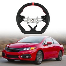 Full Leather Steering Wheel For 2012-2015 Honda Civic Gen 9th Si Fb Red Ring Us
