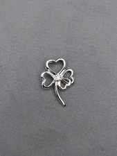 .925 Sterling Silver Four Leaf Clover Pendant High-Polish CZ Lucky Charm NOS