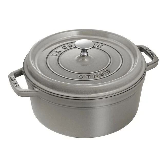 Staub Cast Iron 5 qt, deep round cocotte , Dutch Oven Granite Gray