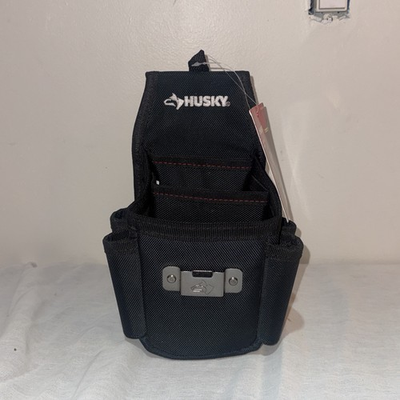 #ad Husky 7quot; Utility Plus Pouch Black Back Flap Several Sections Compartments $24.99