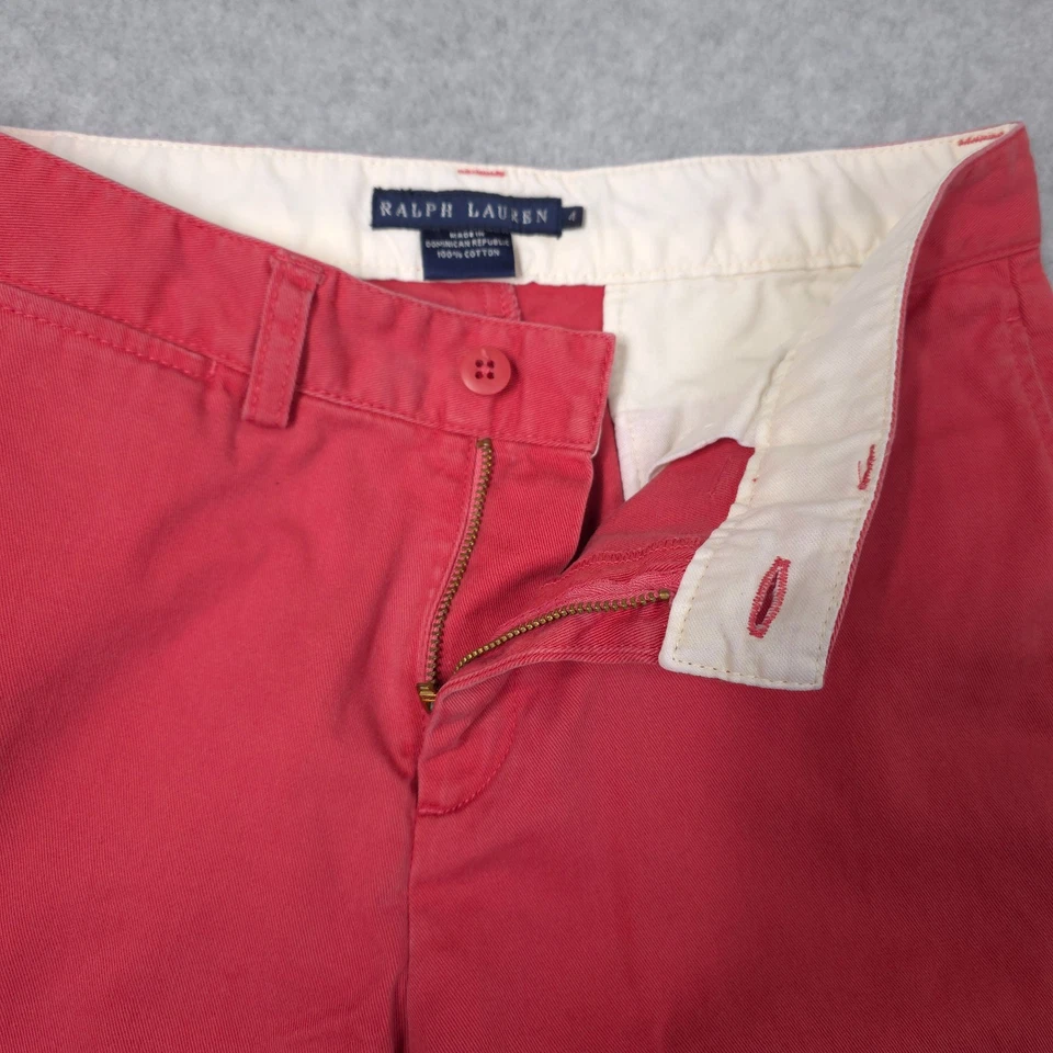 Vintage Ralph Lauren Pants Womens 4 Pink Chino Straight Cotton Preppy 28 Waist - Image 4 of 4