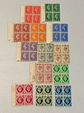 (52) GREAT BRITAIN REVENUE STAMPS (MNH) | KING GEORGE VI | (13) BLOCKS OF (4)
