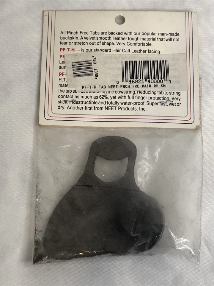 Neet Archery Calf Hair Shooting Finger Tab Bow Pinch Free Small RH Right Vintage - Image 2 of 4