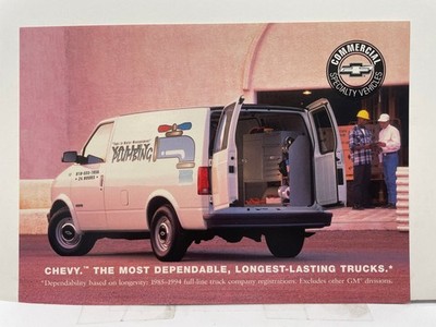 1996 Chevrolet Astro Cargo Van Valley Plumbing Ad Postcard Commercial Vehicles
