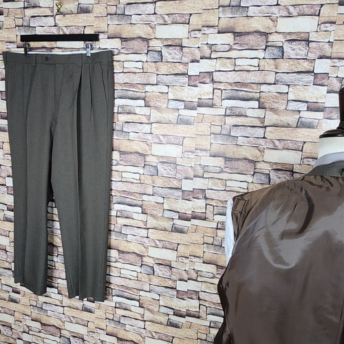 Steve Harvey 2 Piece Suit Mens 46R 38X30 Tan Microherringbone Peak Double Vented - Picture 12 of 13