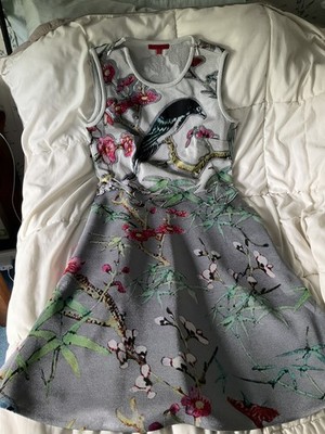 Vivienne Tam Sleeveless birds floral flare skater Dress, size 0 XS, P