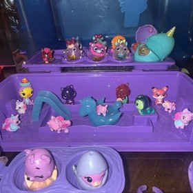 Hatchimals CollEGGtibles Purple Playset Carry Case Lot with Figures