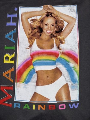 New Mariah Carey Rainbow T-Shirt Gray Charcoal Album Cover Size