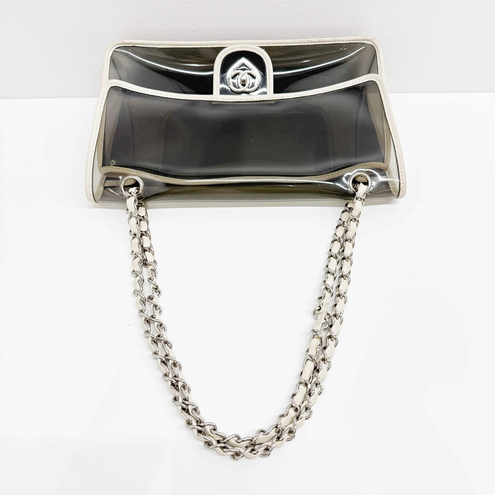 CHANEL Classic Flap Translucent Gray Plastic Shou… - image 5