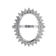 Semi Mount Ring Stone Setting Size 16X12 MM Oval Shape 925 Sterling Silver Ring