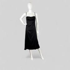 Cider Black Satin Lace Midi Slip Dress M Coquette Corset Fairy Grunge