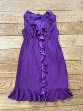 Tahari Arthur S Levine 100% Silk Purple Ruffle Y2K Evening Dress Size 8