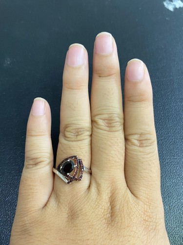 NATURAL GARNET 7X5 GARNET DIAMOND CUT STERLING SILVER 925 RING EARRING - 第 11/13 張圖片