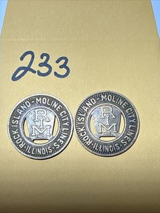 Rock Island-Moline Transit Token - Illinois Good For One Fare - Lot Of 2 Tokens