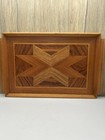 Mcm Wood Star Inlay Tray Home Decor 19”x 12” Marquetry Art