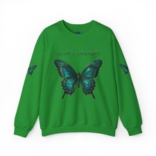 Butterfly crewneck sweatshirt teal butterfly graphic with 'Number 1 Grandmother