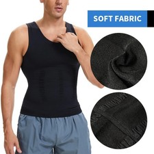 Mens Slimming Body Shaper Belly Chest Compression Vest Girdle Gym Shirt Tank Top