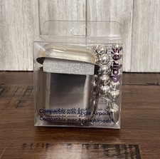 NIB - Claire  s Metallic Silver Apple AirPod Plastic Case w/ Clip