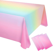 3 Pack Rainbow Tablecloth Pastel Table Cloths for Parties Decorations Plastic Bi