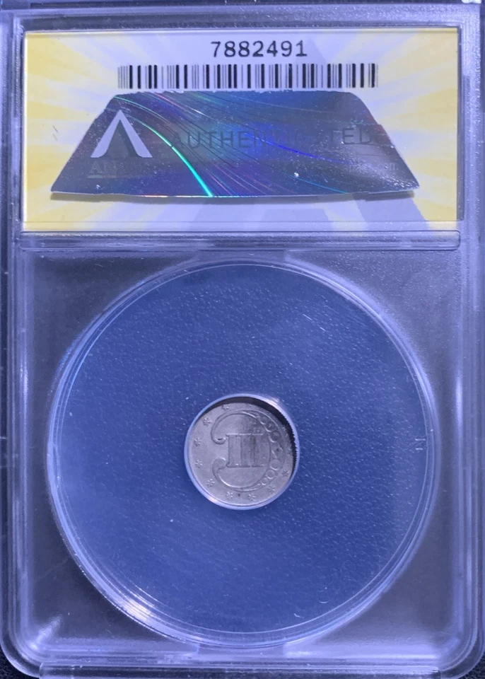 1852 Silver Three Cent, ANACS EF45 Details, Sharp Appearance, Small Shield Nick - Image 4 of 4