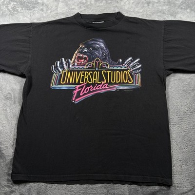 Vintage Universal Studios T-Shirt Mens XL Black Cotton King Kong Florida Graphic