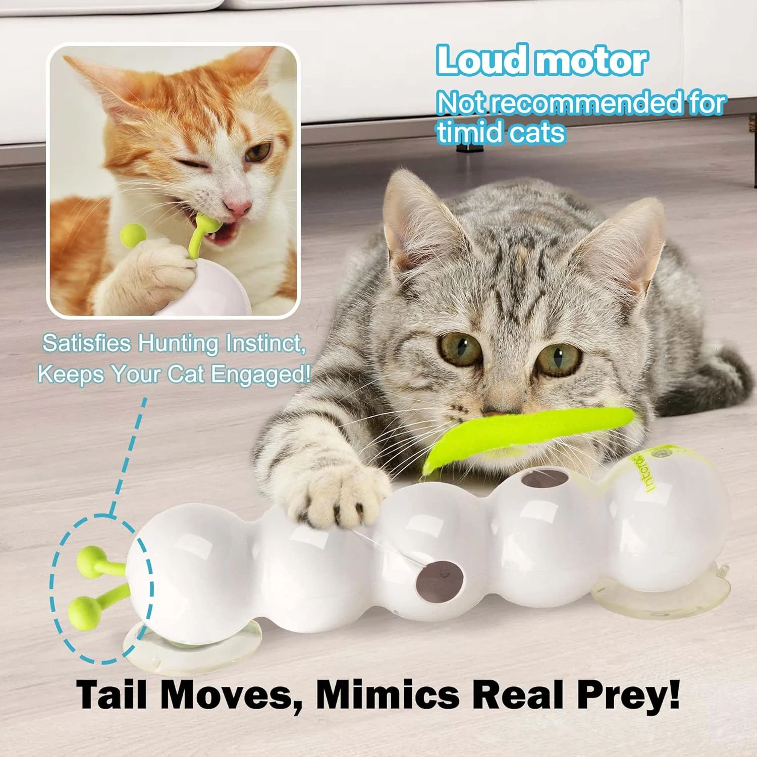 Interactive Cat Feather Toy Automatic Fluffy Tail Teaser Motion Sensor Whack A