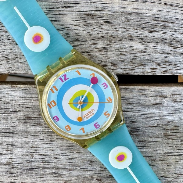 Rare Colorful Swatch Watch MINTY MOUTHFUL GE157  - new battery, working