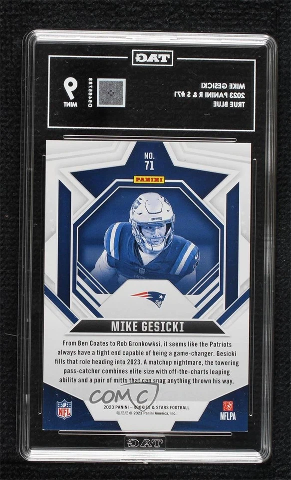 2023 Panini Rookies & Stars True Blue /49 Mike Gesicki #71 TAG 9 MINT - Image 2 of 2