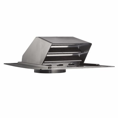 Lambro 358 8'' Black ABS Plastic Roof Cap Vent - Damper - Collar - Screen
