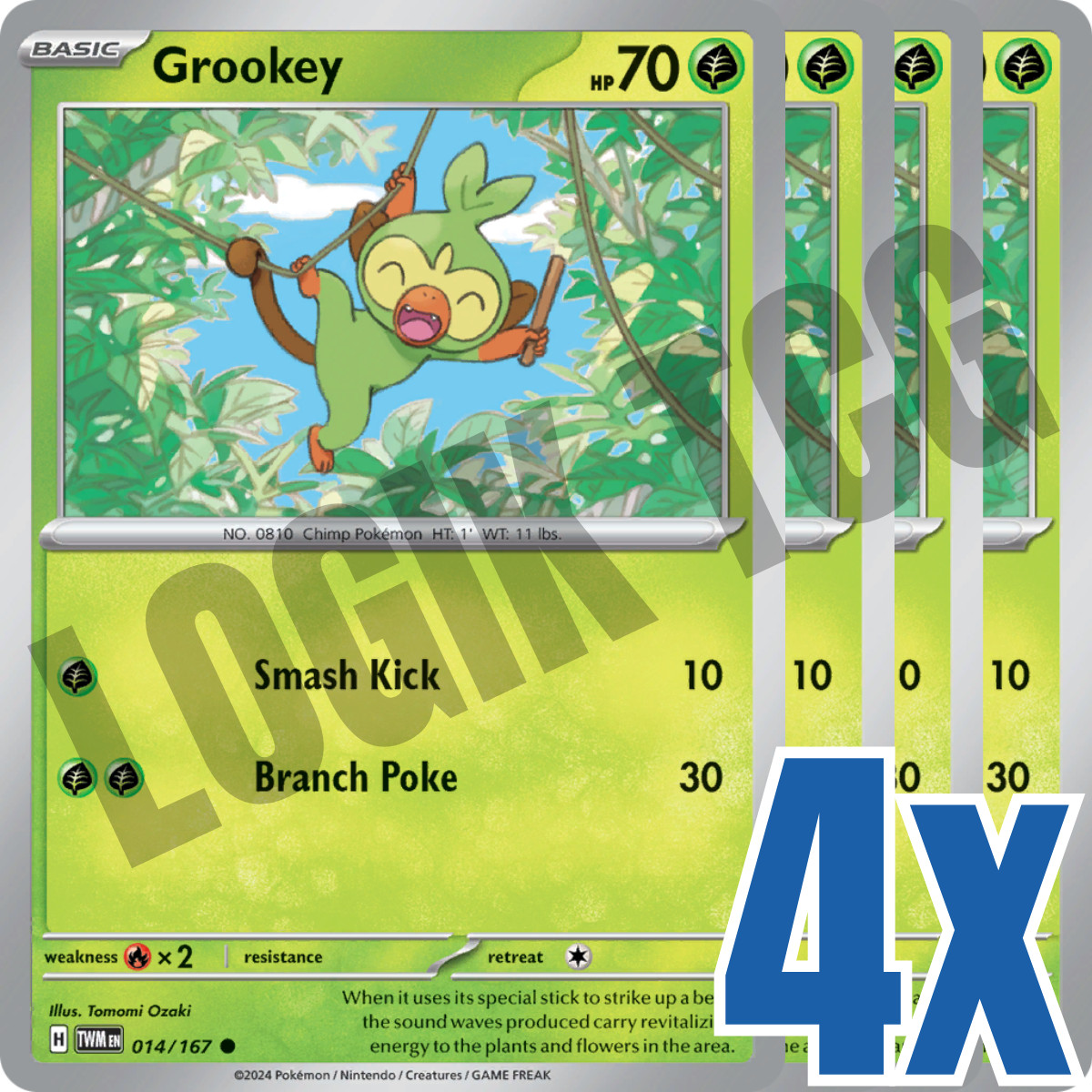 4x Grookey 014/167 x4 - Twilight Masquerade - Pokemon TCG - Playset
