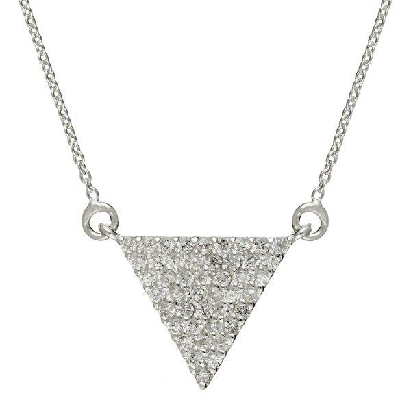 Silverly Sterling Silber Zirkonia Dreieck Halskette-image