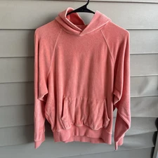 FEAR OF GOD Essentials Velour Cotton Blend Hoodie Orange Women’s Size XS