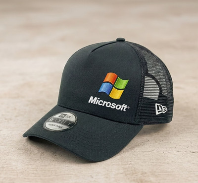 Microsoft Adjustable Hat Cap Dark Black Mesh Back Men's