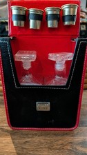 Mid Century Modern Chalet One Shot Faux Camera Case vintage 2 Decanter Bar set