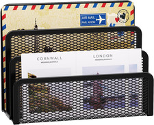 Mail Organizer for Desk 3 Slot Mesh Metal Letter Holder Countertop